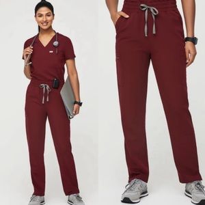 Figs Burgundy Yola Skinny Scrub Pant